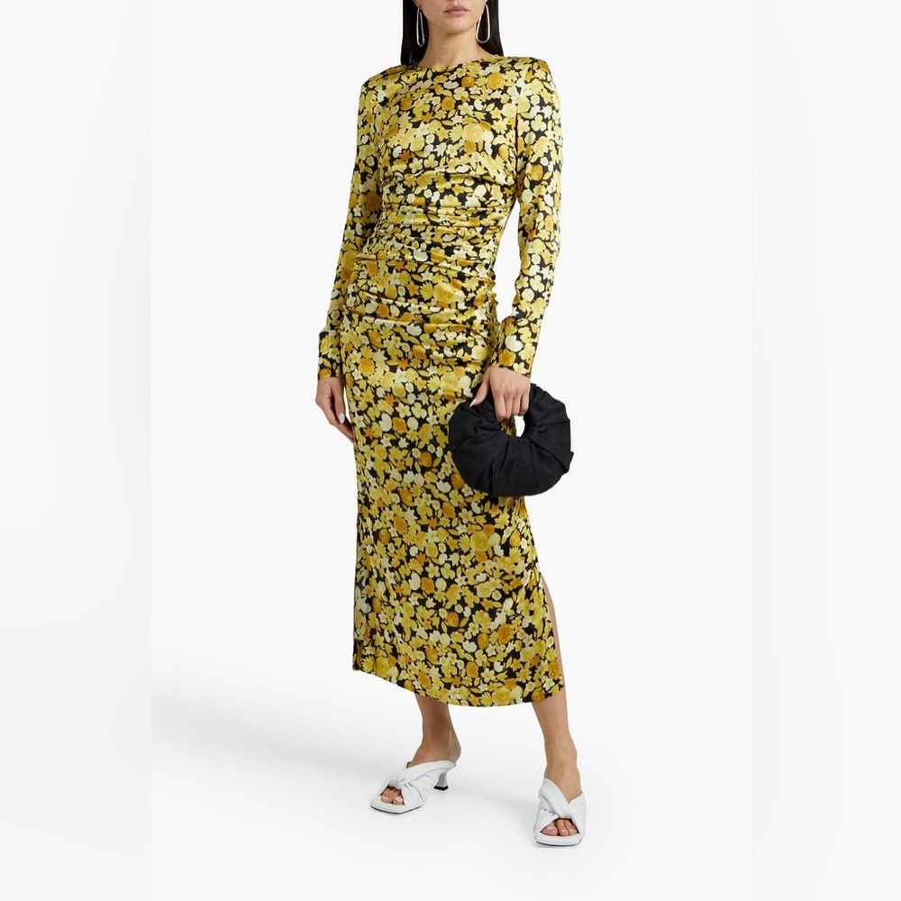 GANNI - SILK FLORAL MIDI DRESS - SIZE 34 (US 2)